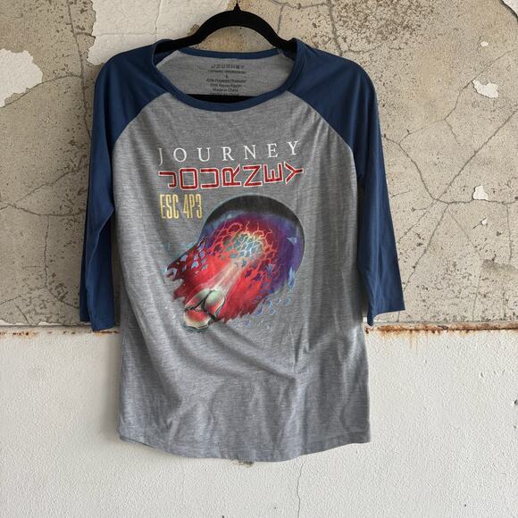 Vintage Style Journey Graphic Tee Retro Concert Baseball Shirt Raglan Large - Picture 1 of 4